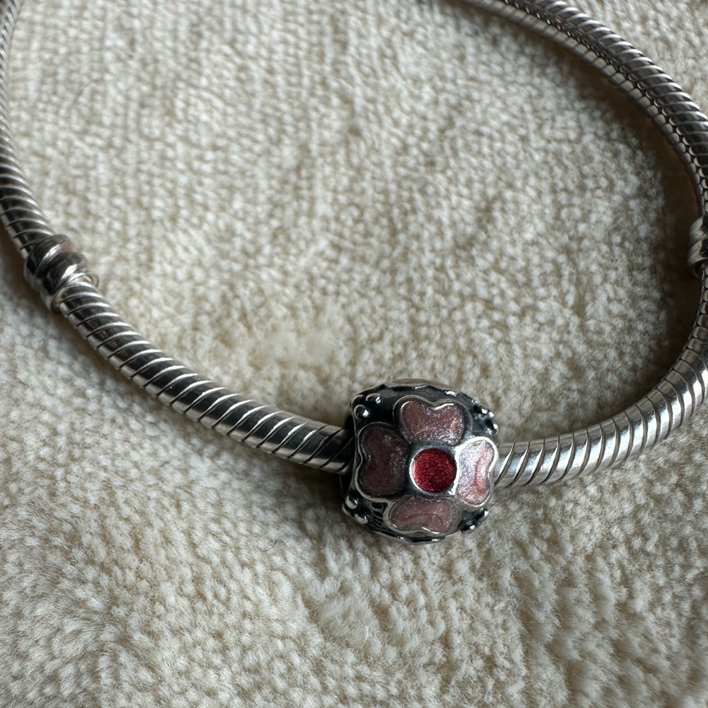 Pandora Pink Red Flower Enamel 925 ALE Retired #790433ER